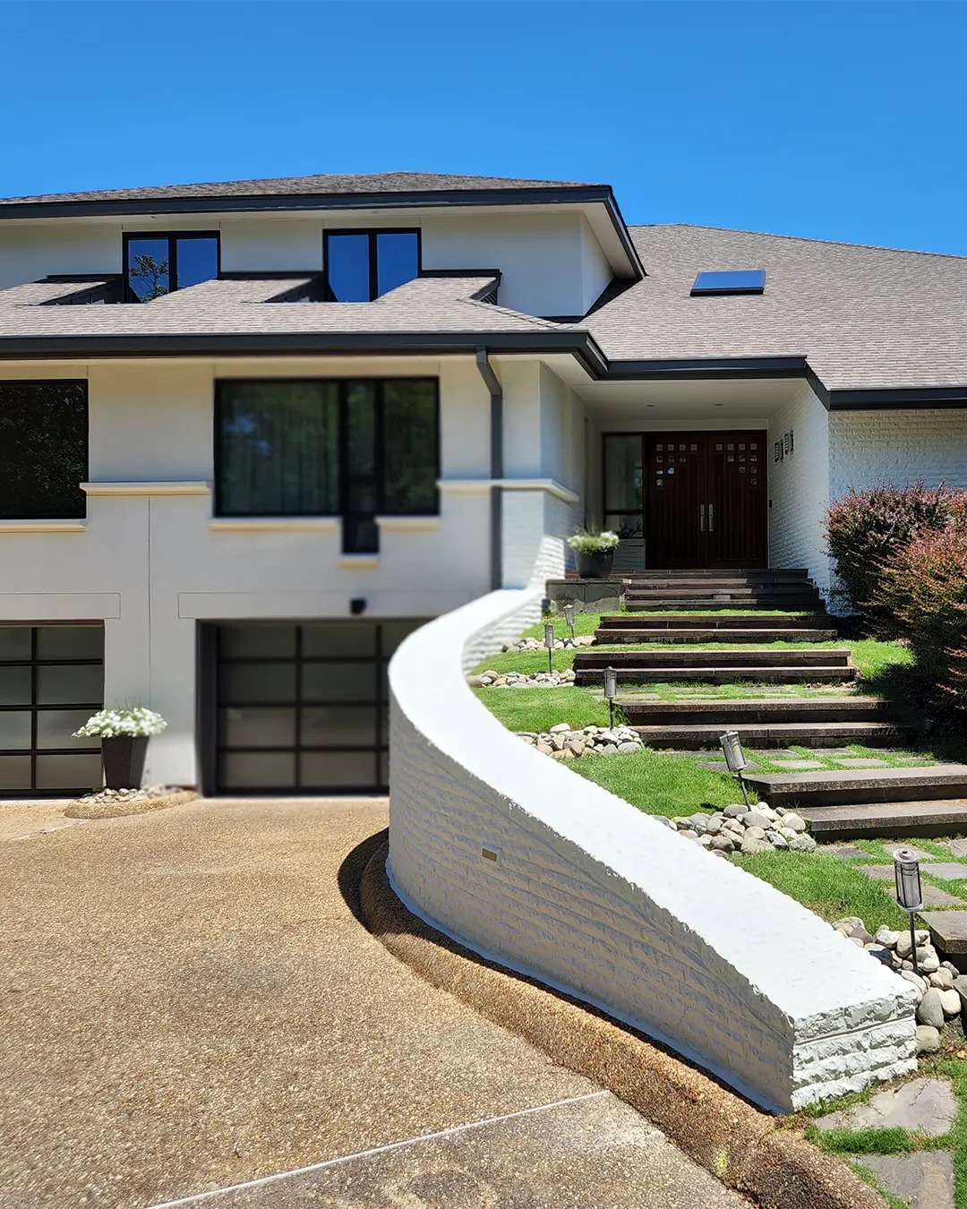 Painted entry stairs and retaining wall of a Virginia Beach home