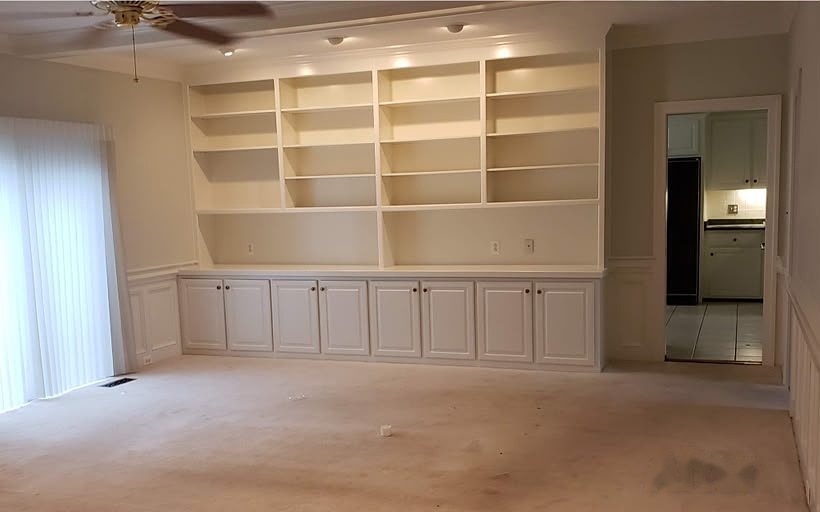 Living Room Custom Built-in Bookshelves & Fireplace - After