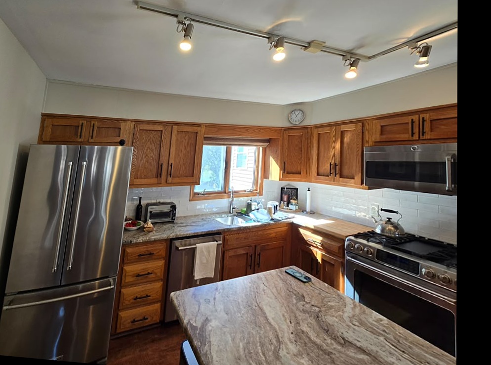 Full Kitchen Cabinet Spray Refinishing - Before